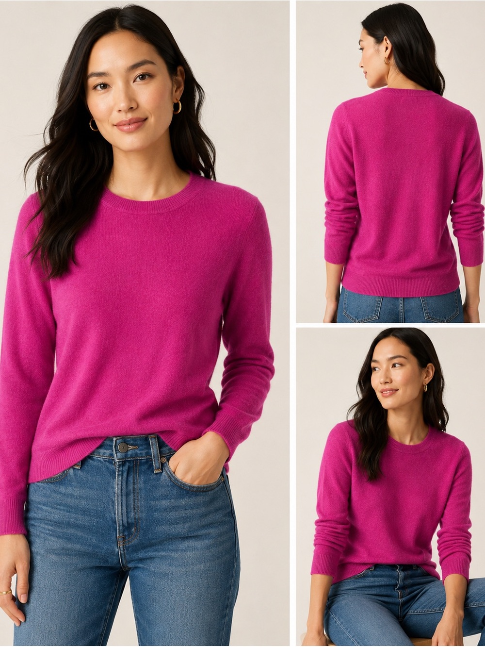 J.Crew 100% Cashmere Sweater Small Pink Crew Neck Pullover Good Cashmere